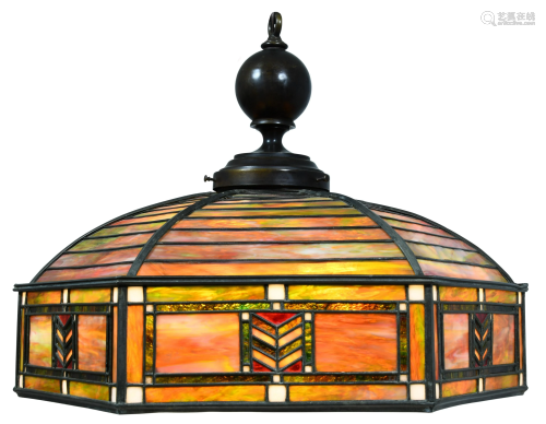 Arts & Crafts Leaded Glass Chandelier