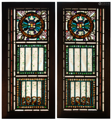 Pair of John La Farge Leaded Glass Windows