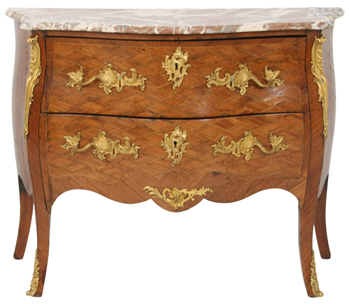 Louis XV Gilt Bronze Mounted Fruitwood Commode