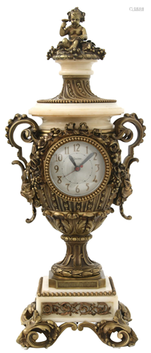 Louis XV Style Gilt Bronze & Marble Mantel Clock