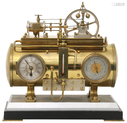 French Industrial Brass Steam Boiler Clock