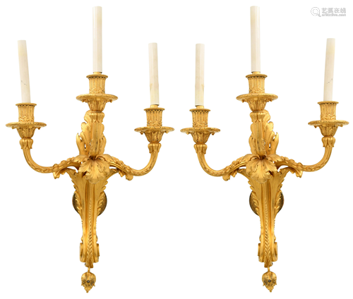 Pair of E.F. Caldwell Gilt Bronze Sconces