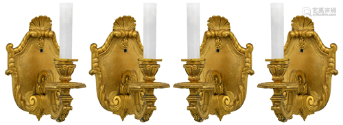 Set of Four E.F. Caldwell Gilt Bronze Sconces