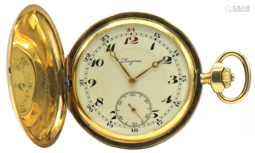 Longines 18K Gold Hunter Pocket Watch, Circa 1927