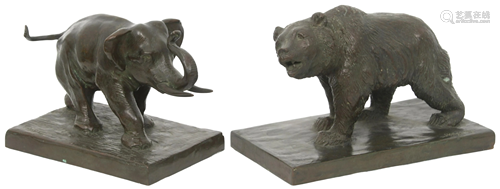 Gorham Bronze Sculptures of a Bear & Elephant