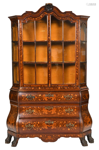 Dutch Marquetry Display Cabinet