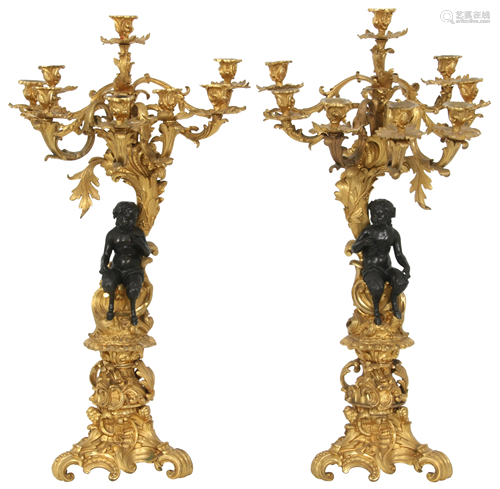 Pair of Louis XV Style Seven-Light Candelabra