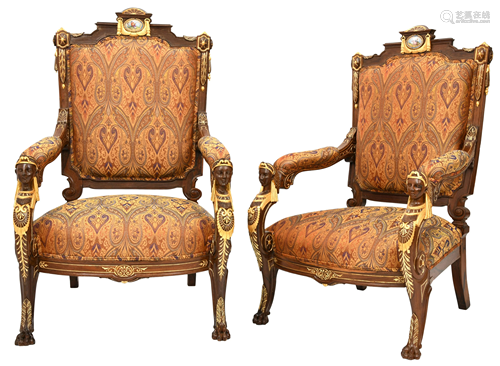 Pair of Pottier & Stymus Rosewood Armchairs