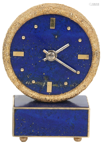 Tiffany & Co. Gold & Lapis Miniature Desk Clock