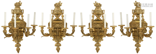 Set of Four E.F. Caldwell Gilt Bronze Sconces