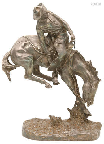 Fine Silver Sculpture After Frederic Remington