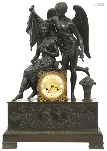 French Empire Style Bronze Clock