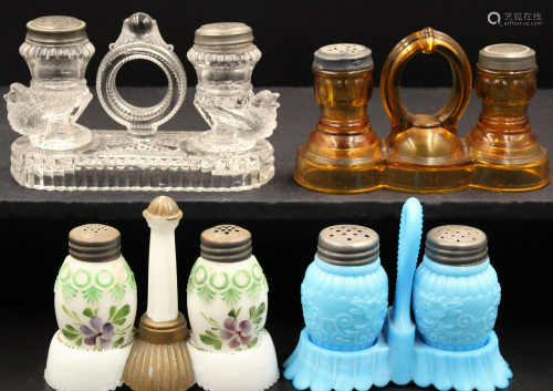 4 set lot of Victorian Pattern Glass Shaker Castors