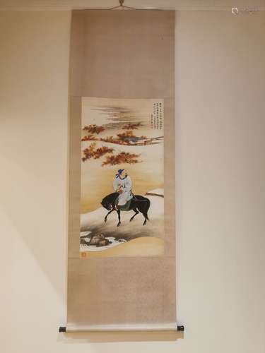 A CHINESE FIGURES PAINTING, MU LINGFEI MARK