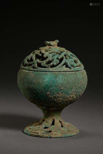 A BRONZE BOSHAN CENSER 