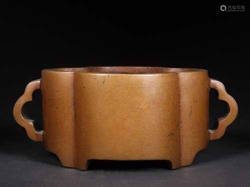 A BRONZE HAITANG CENSER 