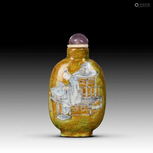 A FAMILLE ROSE 'FIGURE' SNUFF BOTTLE, QING DYNASTY DAOGUANG ...