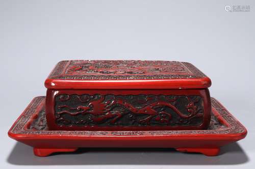 A SET OF Carved Cinnabar Lacquer BOX 