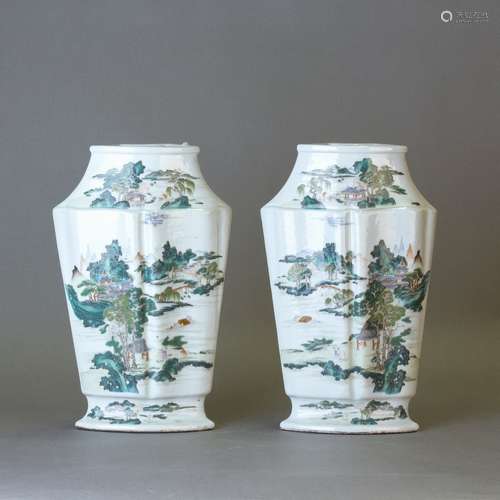 A PAIR OF FAMILLE ROSE VASES