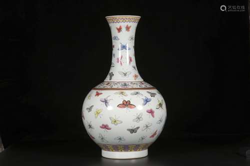 A FAMILLE ROSE WHITE BUTTERFLY VASE