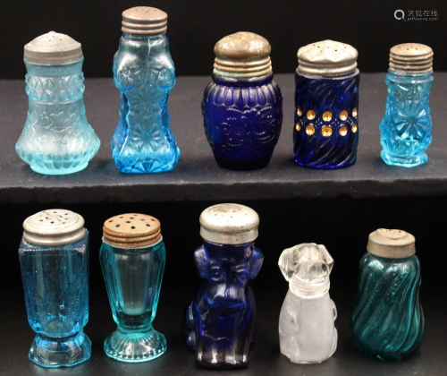 10 pc. Lot Victorian Pattern Glass Salt Shakers