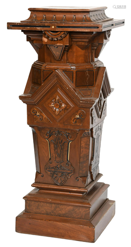 Renaissance Revival Walnut Pedestal