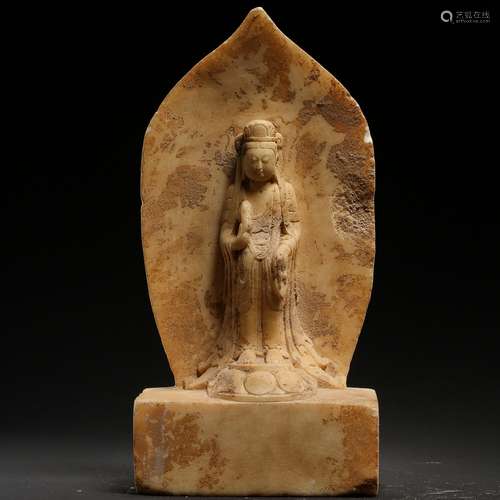 A WHITE MARBEL BODHISATTVA