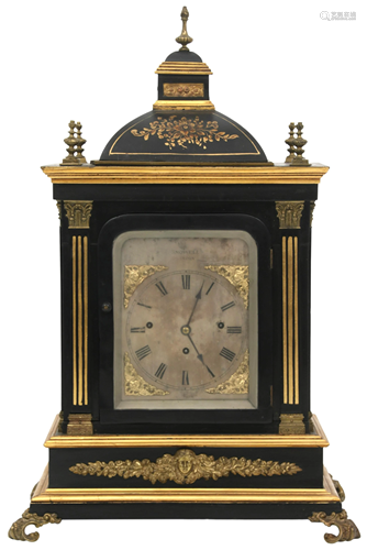 English Gilded & Ebonized Bracket Clock