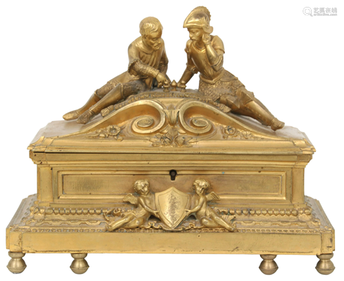 French Gilt Bronze Figural Jewelry Box