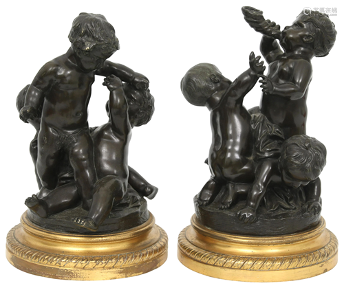 Pair of French Bronze Putti Sculptures