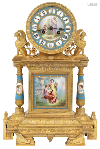Achille Brocot Bronze & Porcelain Mantel Clock