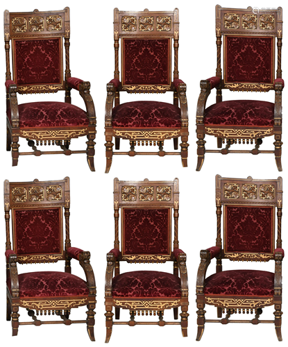 Set of Six Aesthetic Movement Armchairs