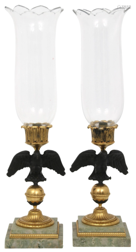 Pair of Empire Style Hurricane Lamps