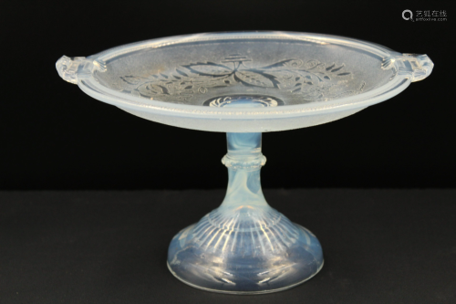 French Opalescent pattern glass Cake Plate