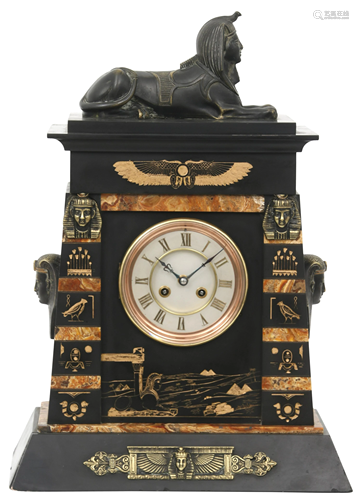 French Egyptian Revival Mantel Clock