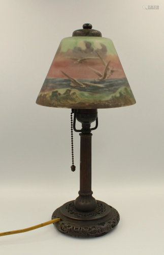 Antique Handel Reverse Painted Boudoir Lamp
