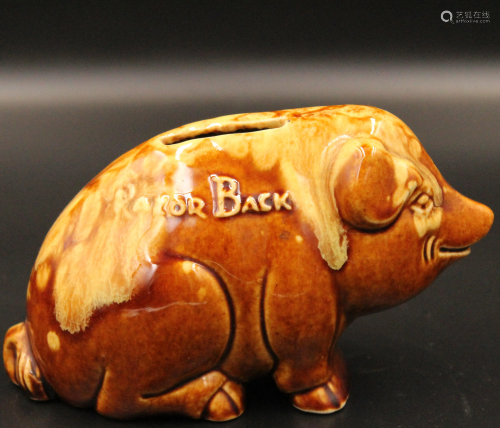 Razorback Roseville Pottery Piggy Bank