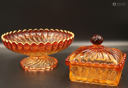 Baccarat Rose Tiente Footed Bowl and Soap dish