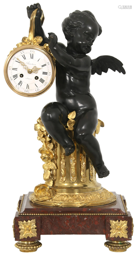 Louis XVI Style Bronze & Marble Clock