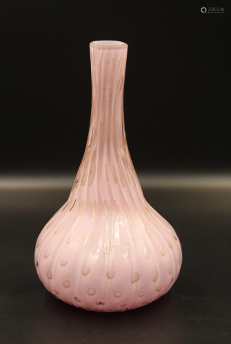 Italian Mid Century Modern Cased Pink Vase- Controlled