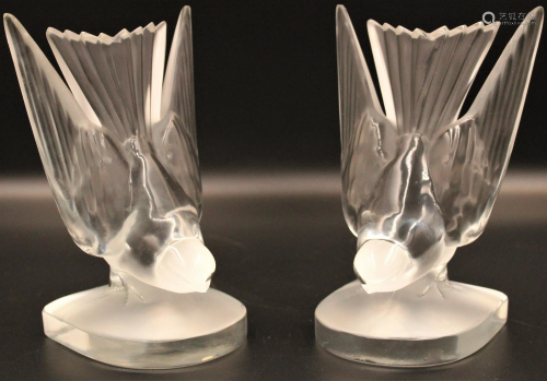 Lalique Dove Bookends- Signed