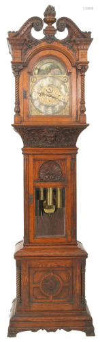 J.E. Caldwell & Co. Oak Grandfather Clock