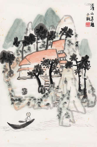 钱小纯（b.1947） 溪山寻胜 镜心 设色纸本