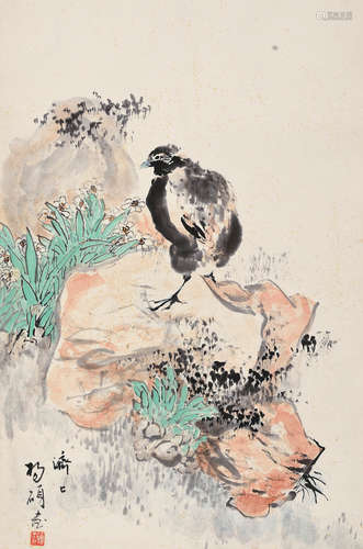 杨硕（b.1926） 花鸟 立轴 设色纸本