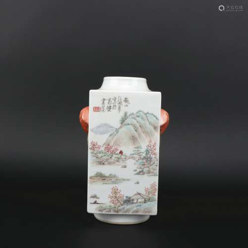 A Qian jiang cai 'landscape' vase