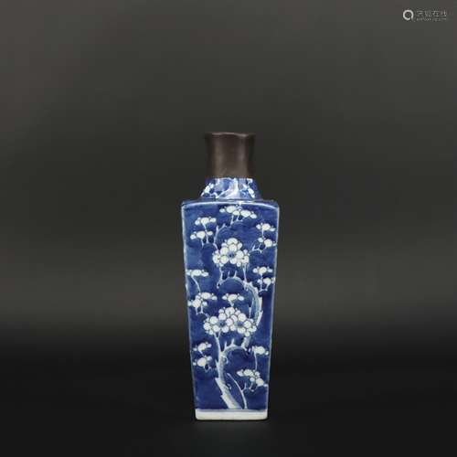 A blue and white vase