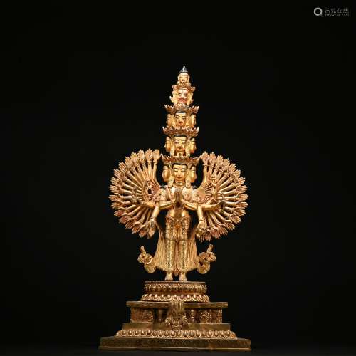 A gilt-bronze statue of Avalokitesvara
