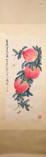 A Qi baishi's birthday peach painting