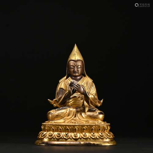 A gilt-bronze statue of tsongkhapa