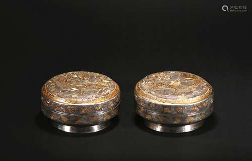 A pair of gilt-bronze box